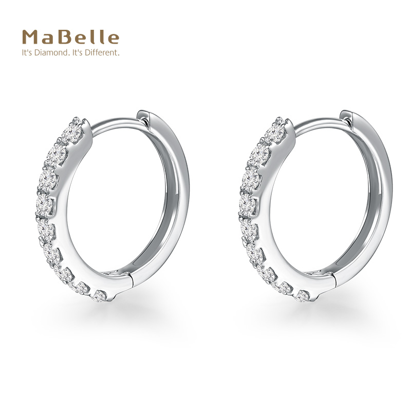 mabelle /玛贝尔白18k金钻石耳钉