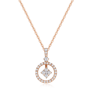 MaBelle/玛贝尔18K玫瑰金 “心花怒放”系列 钻石吊坠 不含配链