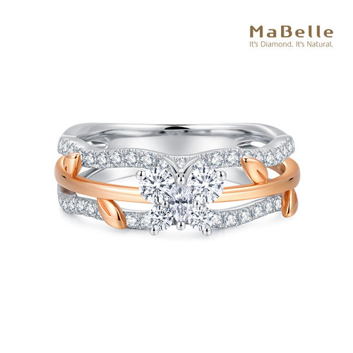 蝴蝶戒指玛贝尔异形钻18K红白金