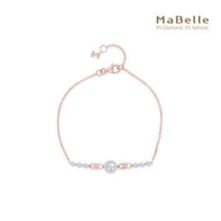 MaBelle 优雅甜美 玛贝尔18K红白金小清新钻石手链 总长度19.5CM
