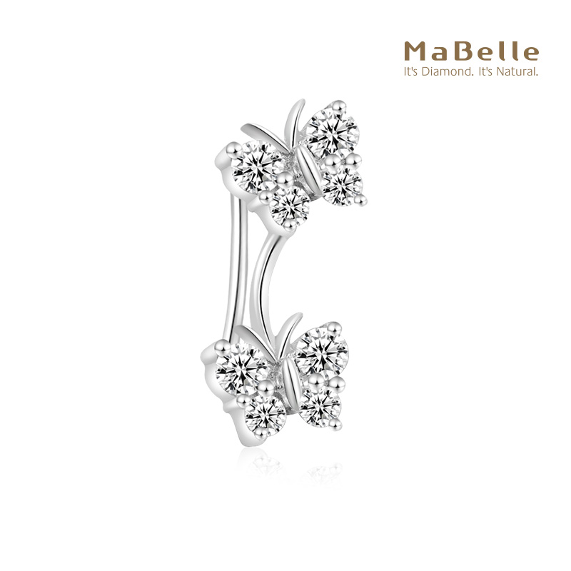 玛贝尔18K金单边耳钉双飞蝴蝶