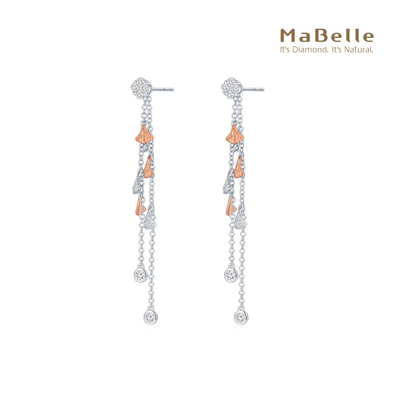 玛贝尔18K红白金流苏款钻石耳钉