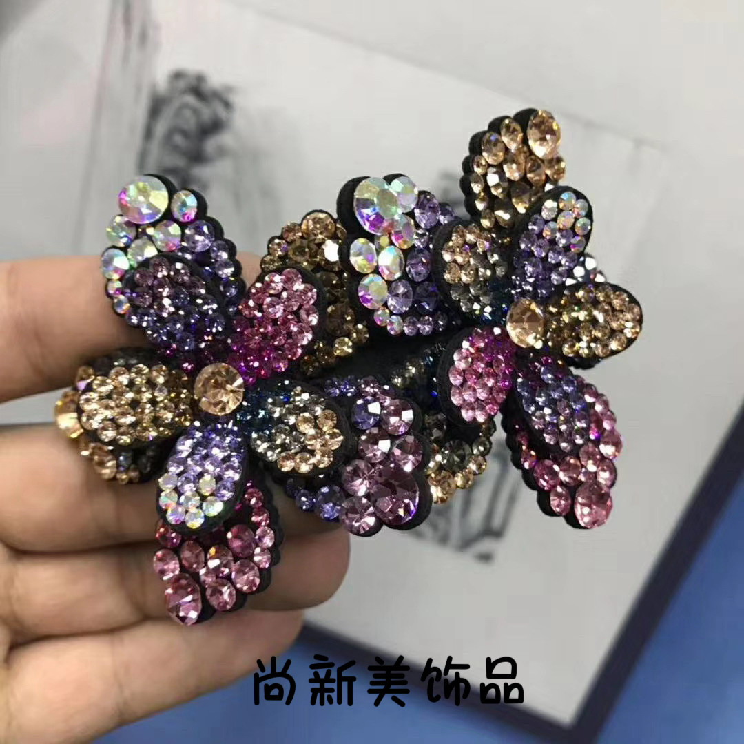 新款进口钻11cm蝴蝶结发夹韩国头饰顶夹弹簧夹横夹马尾夹盘发卡子