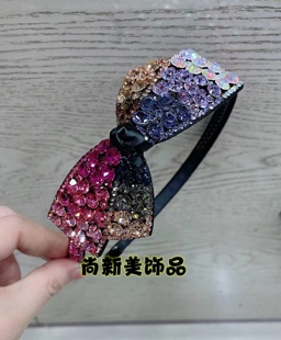 原创设计高级感满钻蝴蝶结发箍轻奢显脸小时尚百搭外出头箍发饰女