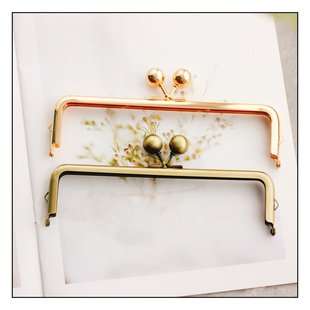 方形18CM光面无孔大波珠头螺丝孔笔袋口金手工DIY包口铰边扣包扣