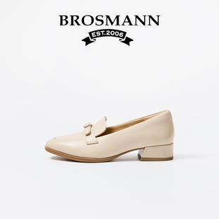 宝舒曼便士扣乐福鞋粗跟一脚蹬女鞋2026春季新款头层牛皮通勤单鞋