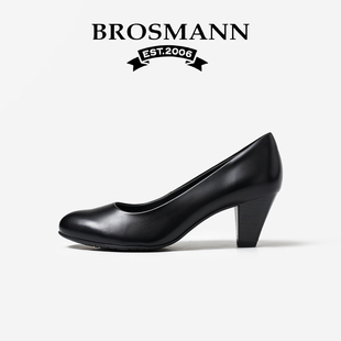 宝舒曼真皮职业高跟鞋不累脚2026新款女款通勤小皮鞋静音单鞋女鞋