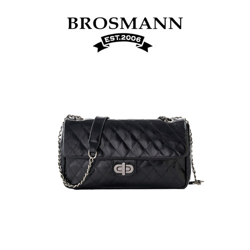 宝舒曼真皮斜挂包菱格包女式新款