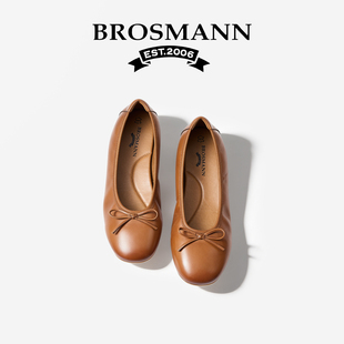 BROSMANN/宝舒曼2026气质法式温柔小皮鞋英伦风不累脚平底女单鞋