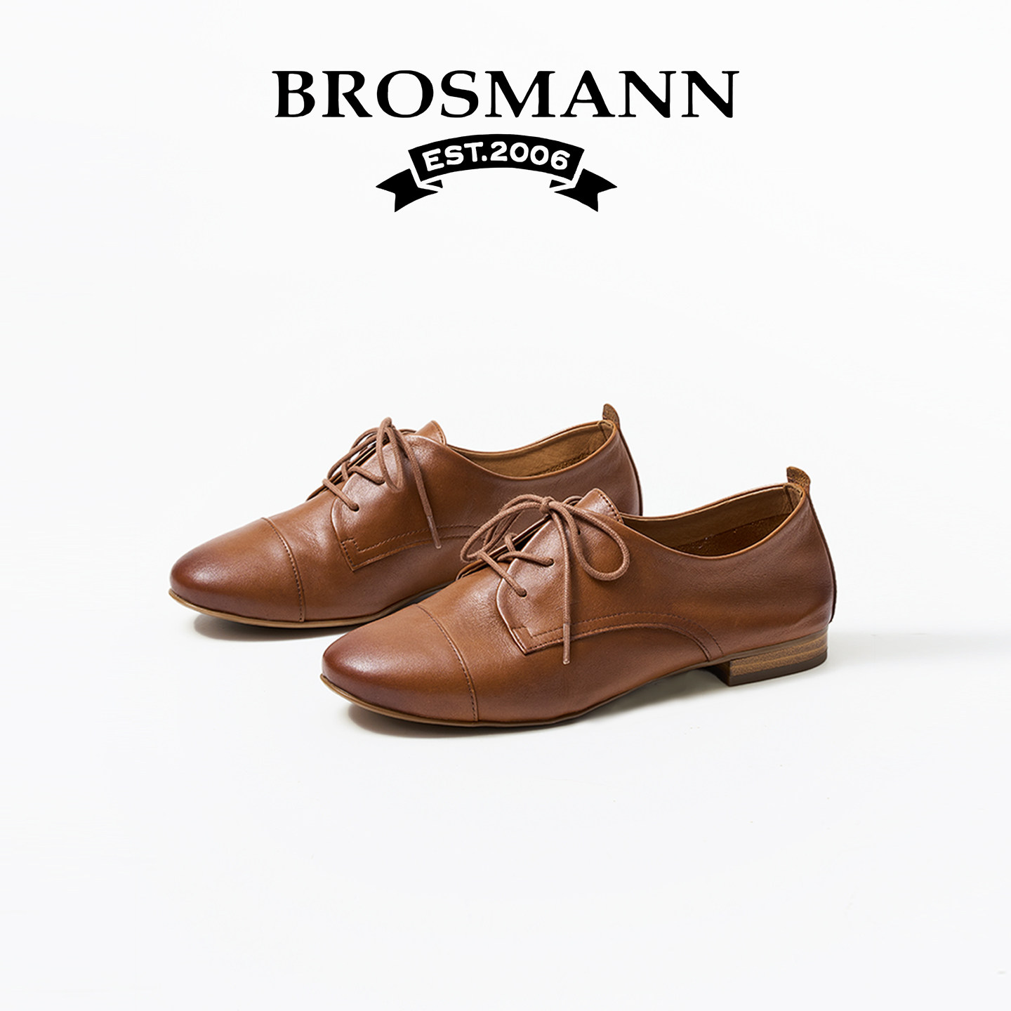 宝舒曼手工复古系带皮鞋