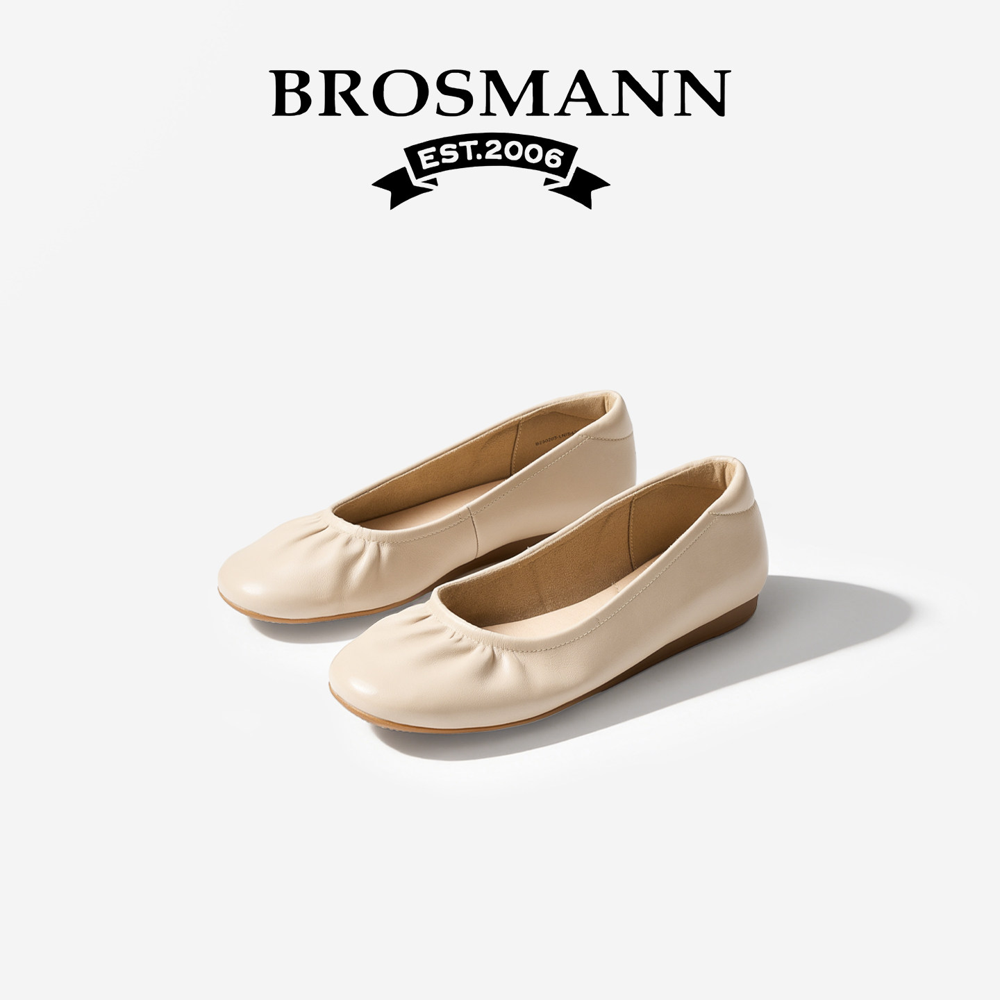 宝舒曼圆头皮鞋女款2026新款单鞋春真皮平底鞋浅口牛皮芭蕾舞女鞋