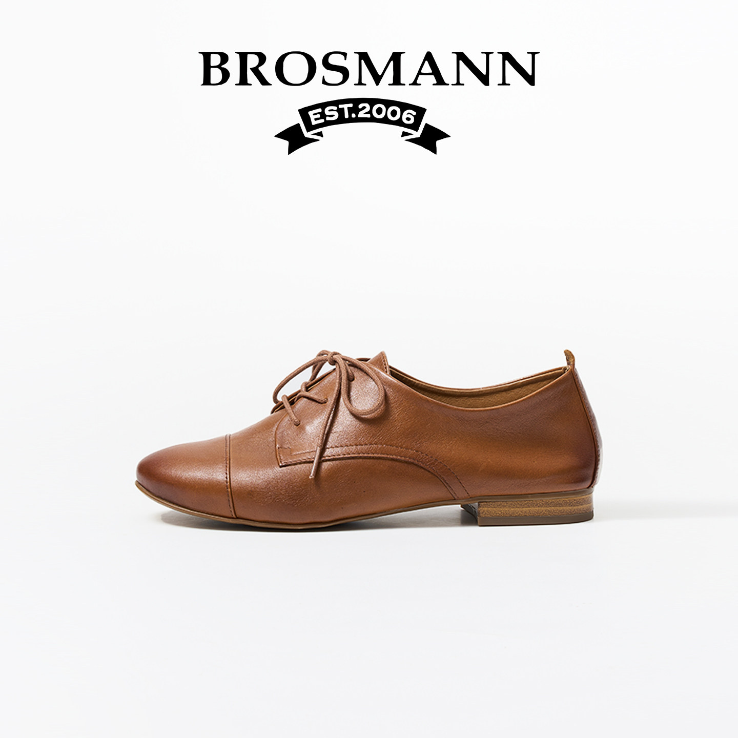 宝舒曼棕色真皮系带深口女士单鞋2026春季新款复古女鞋尖头平底鞋,女鞋,深口单鞋,淘宝优惠券,粉丝福利购,淘宝优惠卷