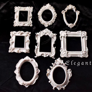 复古白色树脂雕花相框摆拍小道具吧唧谷美相框