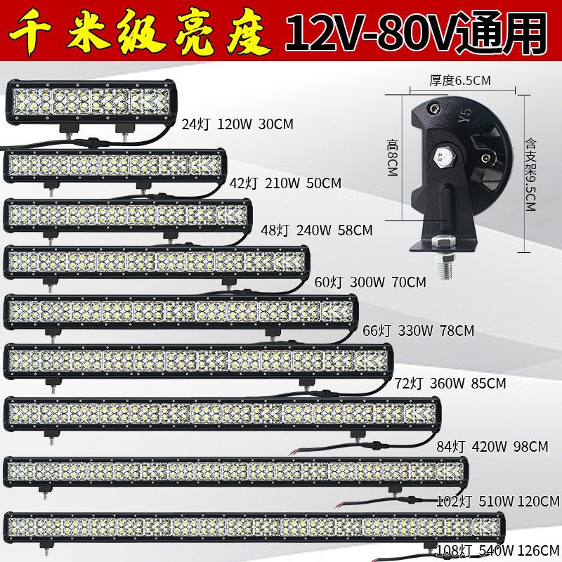 适用汽车长条灯led射灯中网超亮强光货车12v24v爆闪改装灯越野车