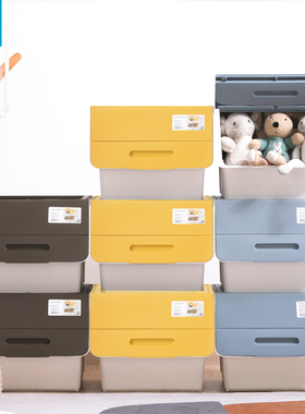 茶花收纳箱收纳盒零食衣服儿童玩具整理箱家用翻盖斜口抽屉式塑料