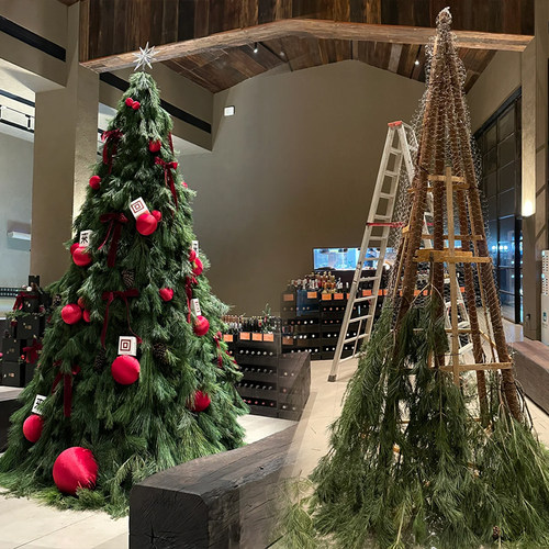 创意实木圣诞树木架定制木质圣诞节装饰酒瓶框架酒馆活动场景布置