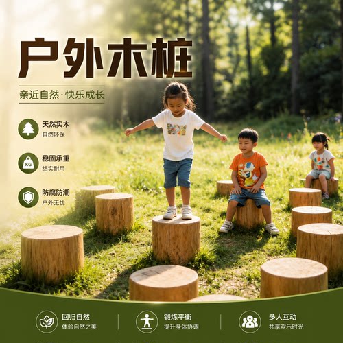 实木圆木凳子庭院摆件DIY底座