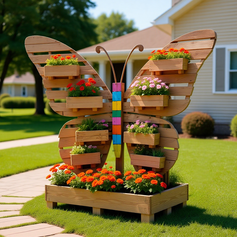 创意蝴蝶造型木质花盆架户外庭院装饰摆件立体多层木架,家居饰品,户外/庭院摆件,淘宝优惠券,粉丝福利购,淘宝优惠卷