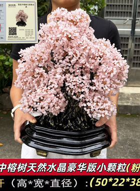 新款黑底中榕树粉水晶
