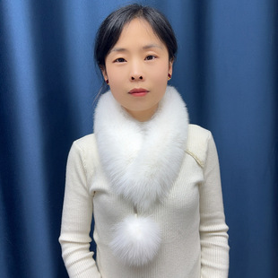新款狐狸毛围脖真毛女冬季韩版大毛球单面毛围巾磁吸扣皮草围巾