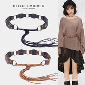 波西米亚腰带配饰女美式 复古西部风编织装 饰腰链配裙子宽皮带腰封