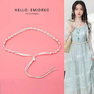珍珠腰链配裙子高级感2025新款 饰连衣裙收腰腰带女配饰 细夏天装