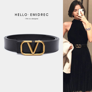 大衣黑色细 饰连衣裙配裙子西装 v腰带宽皮带女2025新款 真皮腰封装