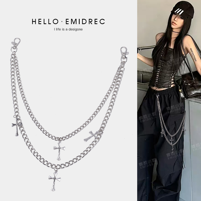 麦哲小姐时尚百搭美式潮流裤链子