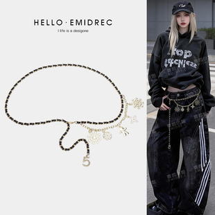 裤链配饰亚文化流苏金属链条腰带女细装饰牛仔裤朋克腰链美式辣妹