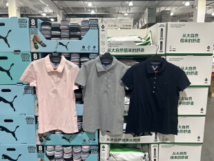 开市客Costco代Tommy H女士短袖T恤纯棉翻领POLO衫休闲百搭5粒扣