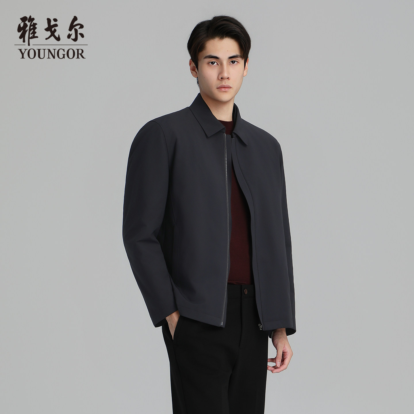 【商场同款】雅戈尔男士尼克服冬季新款官方商务休闲保暖尼克服男