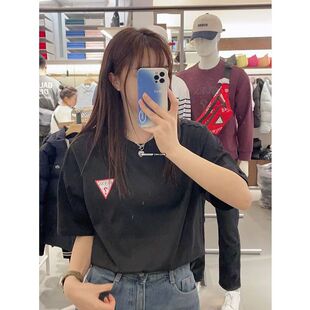 guess2024年纯棉圆领短袖宽松时尚休闲倒三角情侣t恤