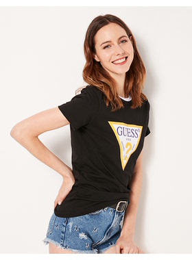 2020年纯棉夏季新款热销guess圆领短袖印花t恤 情侣女