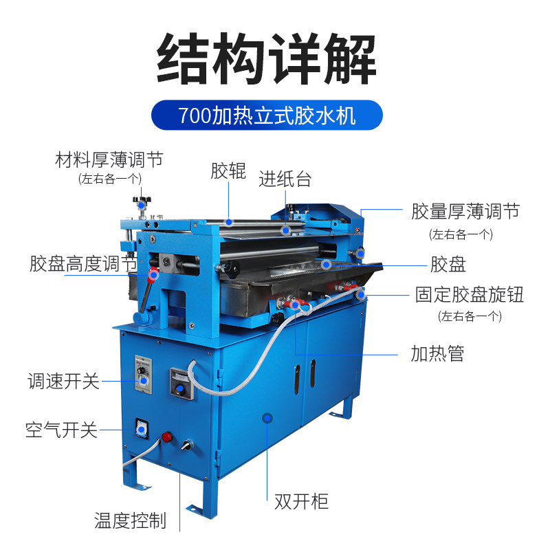 宝预-700H-2加热柜式胶水机上胶机自动涂胶机胶水机刷胶裱糊滚胶