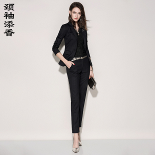 职业套裤 女装 套装 添香秋季 裤 新款 OL气质商务小西装 颈袖 时尚