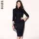 气质时尚 颈袖 高级 正装 职业OL通勤长袖 添香职业套装 女包臀套裙修身