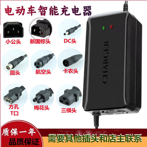 适用澳柯玛格伦特电动车充电器36V48V60V64V72V梅花头48V12AH圆头