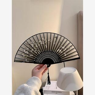 古风扇子折扇中国风女汉服舞蹈折叠扇随身携带素雅古装全竹骨竹扇