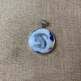 古瓷首饰 青花瓷吊坠 老瓷片挂件 925银 手工饰品 简约百搭 男女