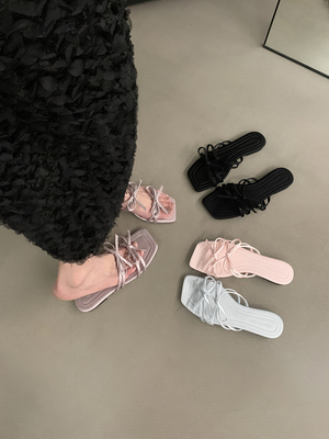 仙女风蝴蝶结平底凉拖鞋
