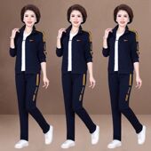 中老年春秋季 女洋气2024新款 休闲三件套 外套运动套装 中年妈妈秋装