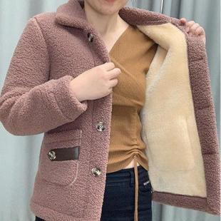 2024秋冬季 外套 羊羔毛加绒加厚宽松外套女休闲中老年妈妈大码 冬季