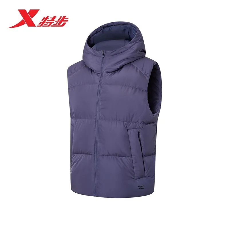 特步立领羽绒马甲女2025冬季新款