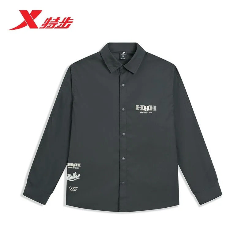 特步长袖衬衫男士2025秋季新款印花宽松透气休闲上衣9753292A0233,运动服/休闲服装,运动POLO衫,淘宝优惠券,粉丝福利购,淘宝优惠卷