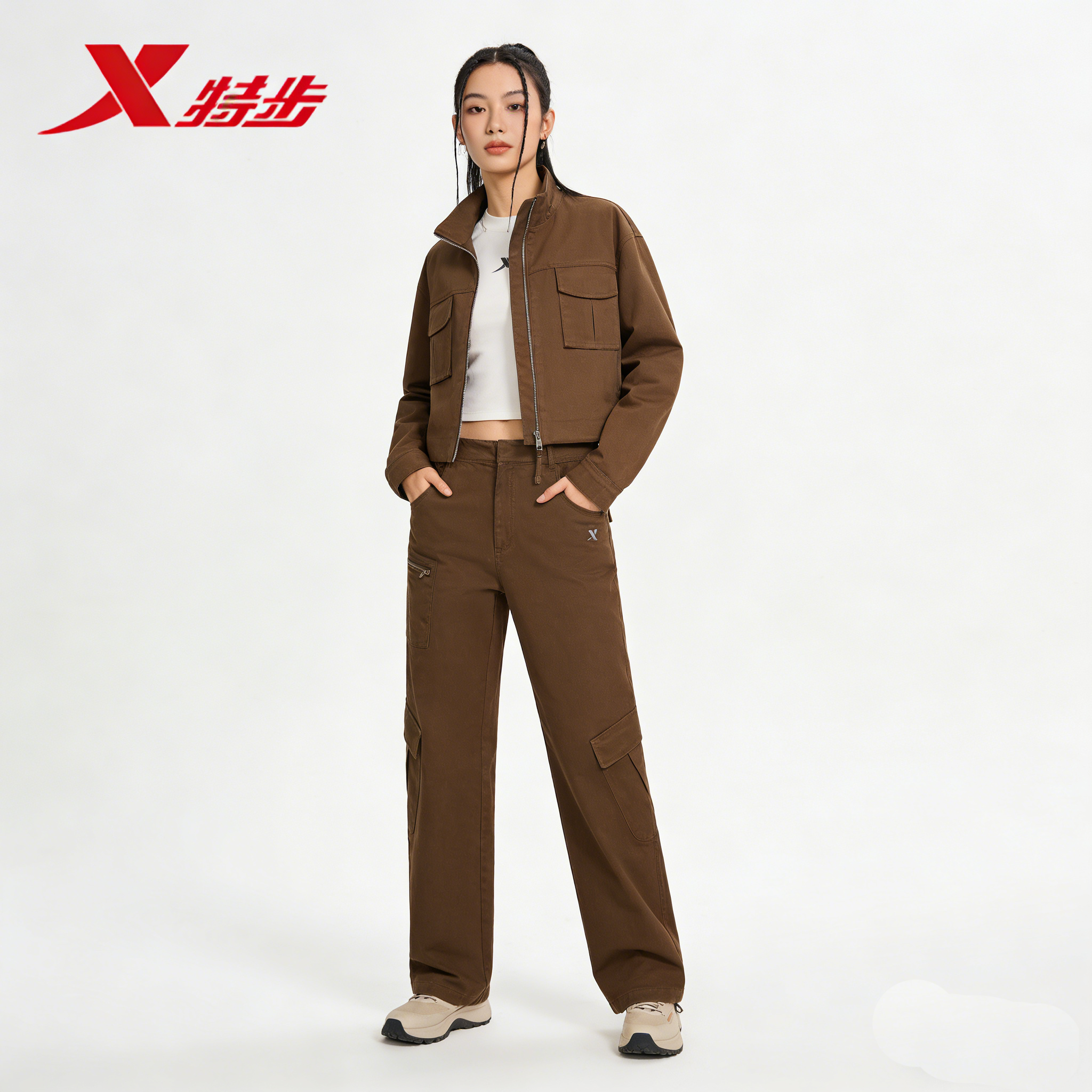 特步休闲长裤女2026春季新款宽松直筒梭织运动工装裤974128560300,运动服/休闲服装,运动长裤,淘宝优惠券,粉丝福利购,淘宝优惠卷