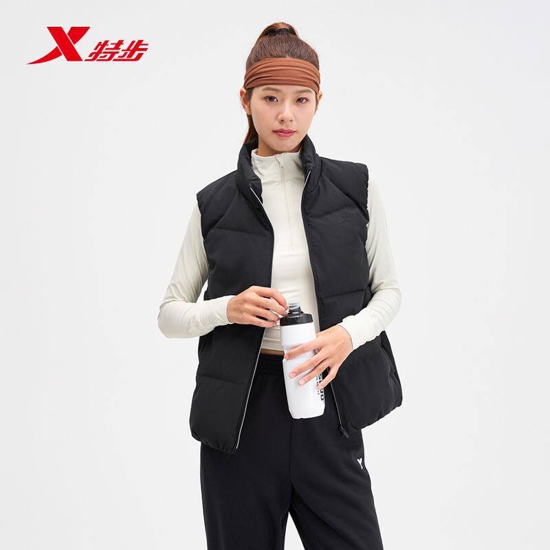 特步羽绒马甲女2026冬季新款保暖背心坎肩修身百搭女974428260310