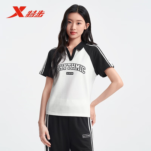 特步短袖2025夏季新款女