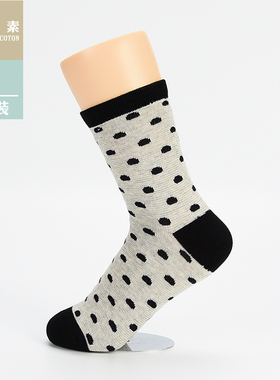棉元素女士袜子棉质秋冬季短袜常规厚款提花波点女袜T20298