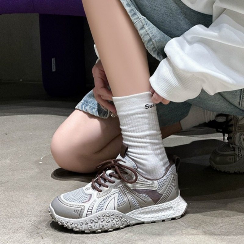 香港潮牌厚底老爹鞋女2025春季新款真皮透气轻便防滑小个子休闲运,女鞋,老爹鞋,淘宝优惠券,粉丝福利购,淘宝优惠卷