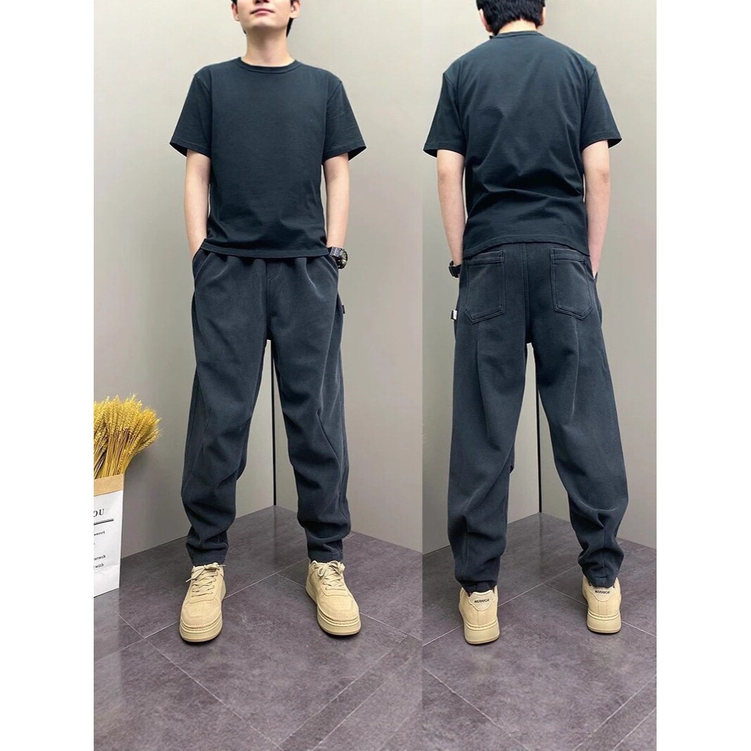 韩国明星同款秋季爆款韩版休闲裤青年男士百搭松紧腰哈伦裤帅气掐
